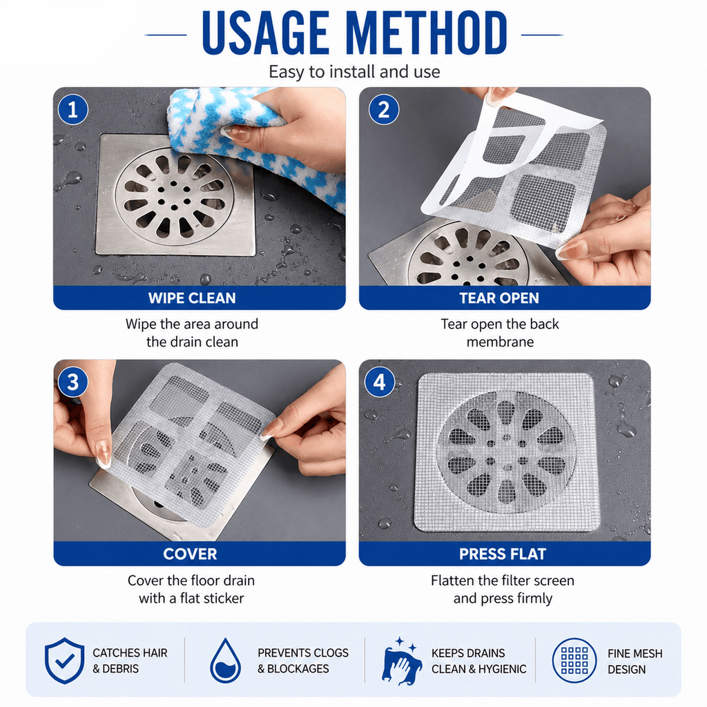 10 Pcs Mesh Drain Sticker Hair Catcher Net